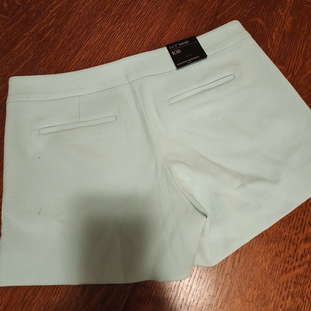 Banana Republic Shorts Women's 10 Mint Green Flat Front Pockets Side Zip Resort - Picture 5 of 8